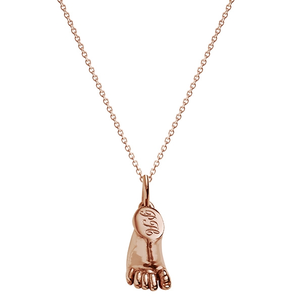 philippa-herbert-9kt-rose-gold-miniature-foot-cast-charm-pendant-on-chain