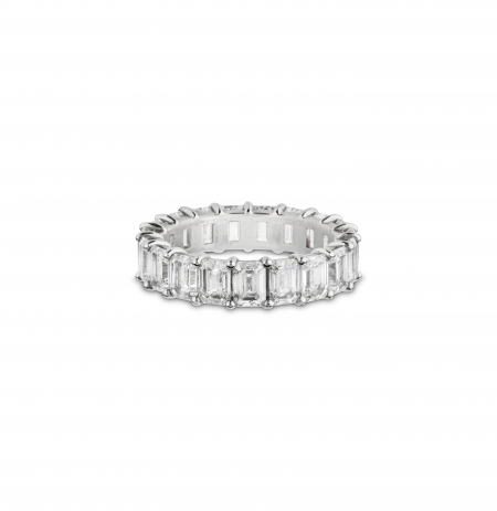 Emerald cut full eternity lab-grown diamond ring