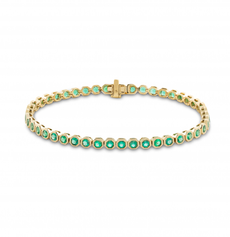 Octagonal emerald tennis bracelet