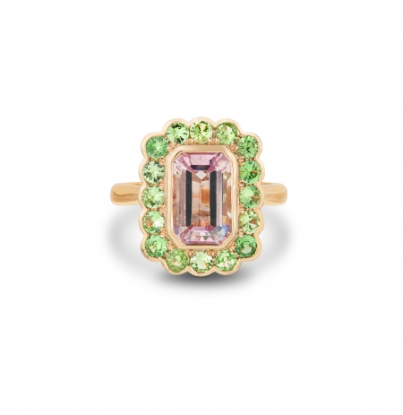 kunzite and tsavorite ring