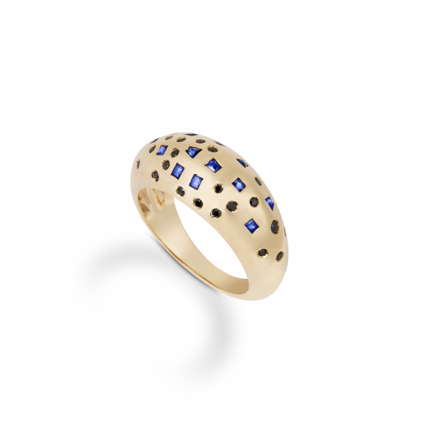 philippa-herbert-solid-9ct-yellow-gold=-black-diamond-sapphire-bomb-ring