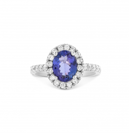 Tanzanite and diamond engagement ring