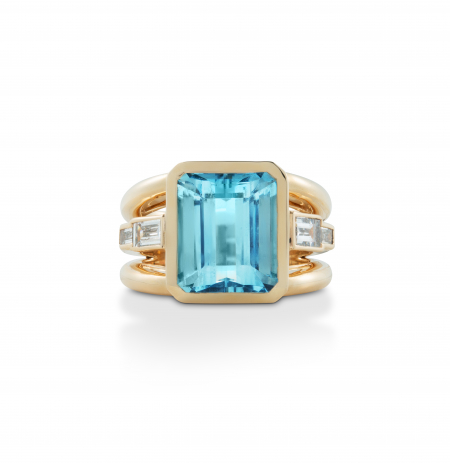 Aquamarine and diamond ring