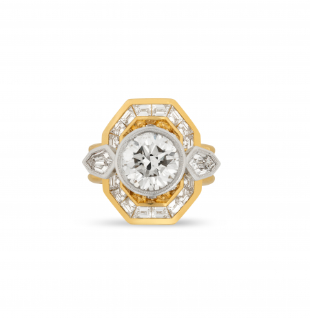 Octagonal mixed gold ring jacket